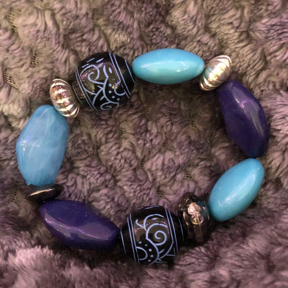 Blue Bead Statement Bracelet